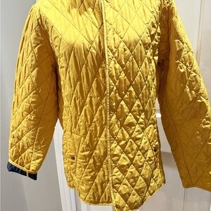 Lands' End Navy and Yellow Quilted Jacket